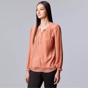 Talbots Sheer Pink Mauve Blouse Top 8